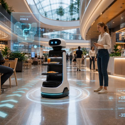 automatiser-service-food-court-guide-robot-restaurant-centre-commercial